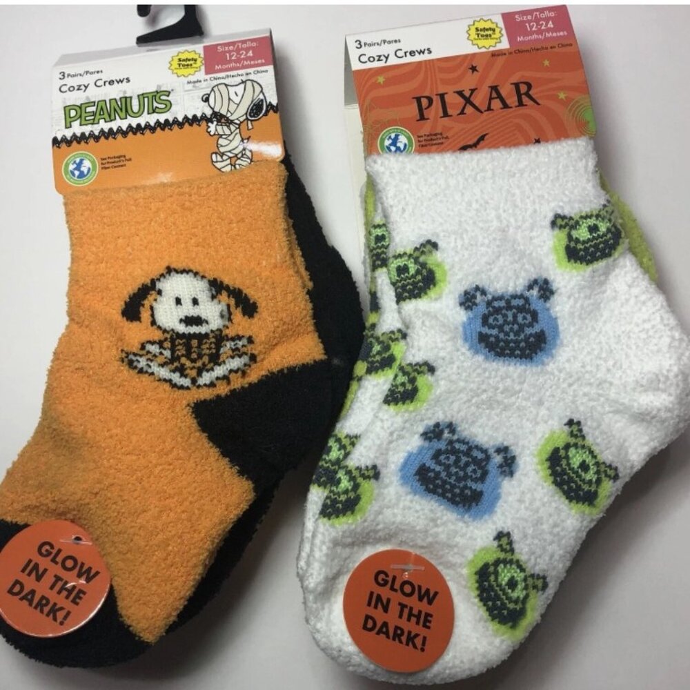 Boys Halloween Snoopy Monsters Socks Cozy Quarter Toddler GID 12-24M Girls